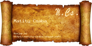 Matity Csaba névjegykártya
